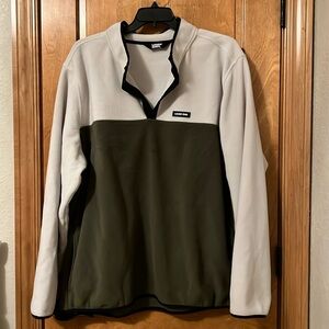 Lands' End Men's Zip Up Sweater - Cream and Olive